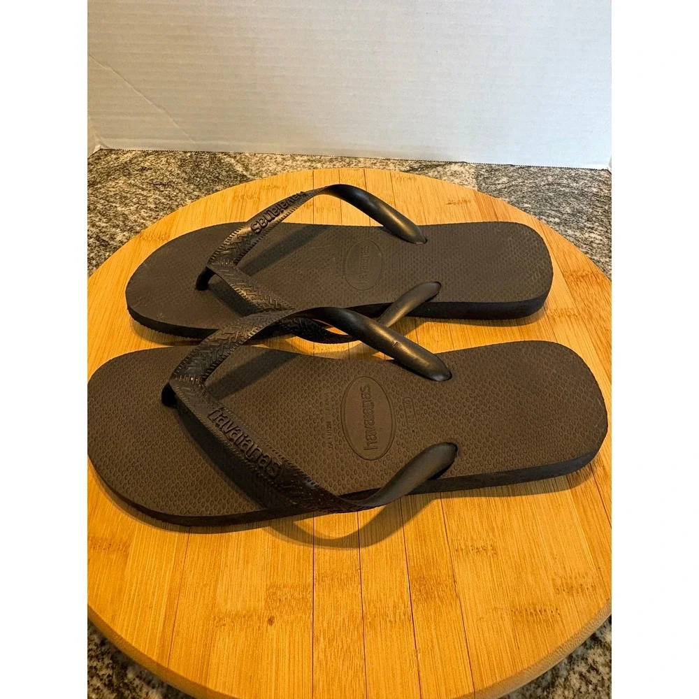 Havaianas Top Mens Flip Flops Black Rubber Sandals USA 11/12M EUR 43/44